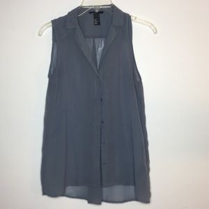 H&M Blue Sleeveless Button Down Blouse Tank size 8